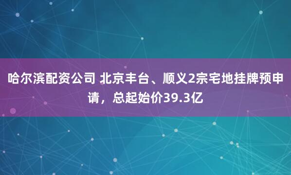 哈尔滨配资公司 北京丰台、顺义2宗宅地挂牌预申请，总起始价39.3亿